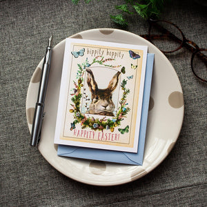 Cute Easter Bunny Card - Hippity Hoppity Happy Easter Card - Vintage Rabbit Card for Easter Baskets