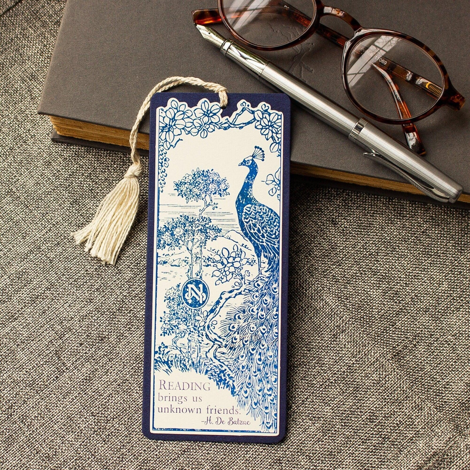 Art Deco Peacock Bookmark - Literary Quote Book Mark -  Bookish Gift for Readers -  Reading Gift for Best Friend - H De Balzac
