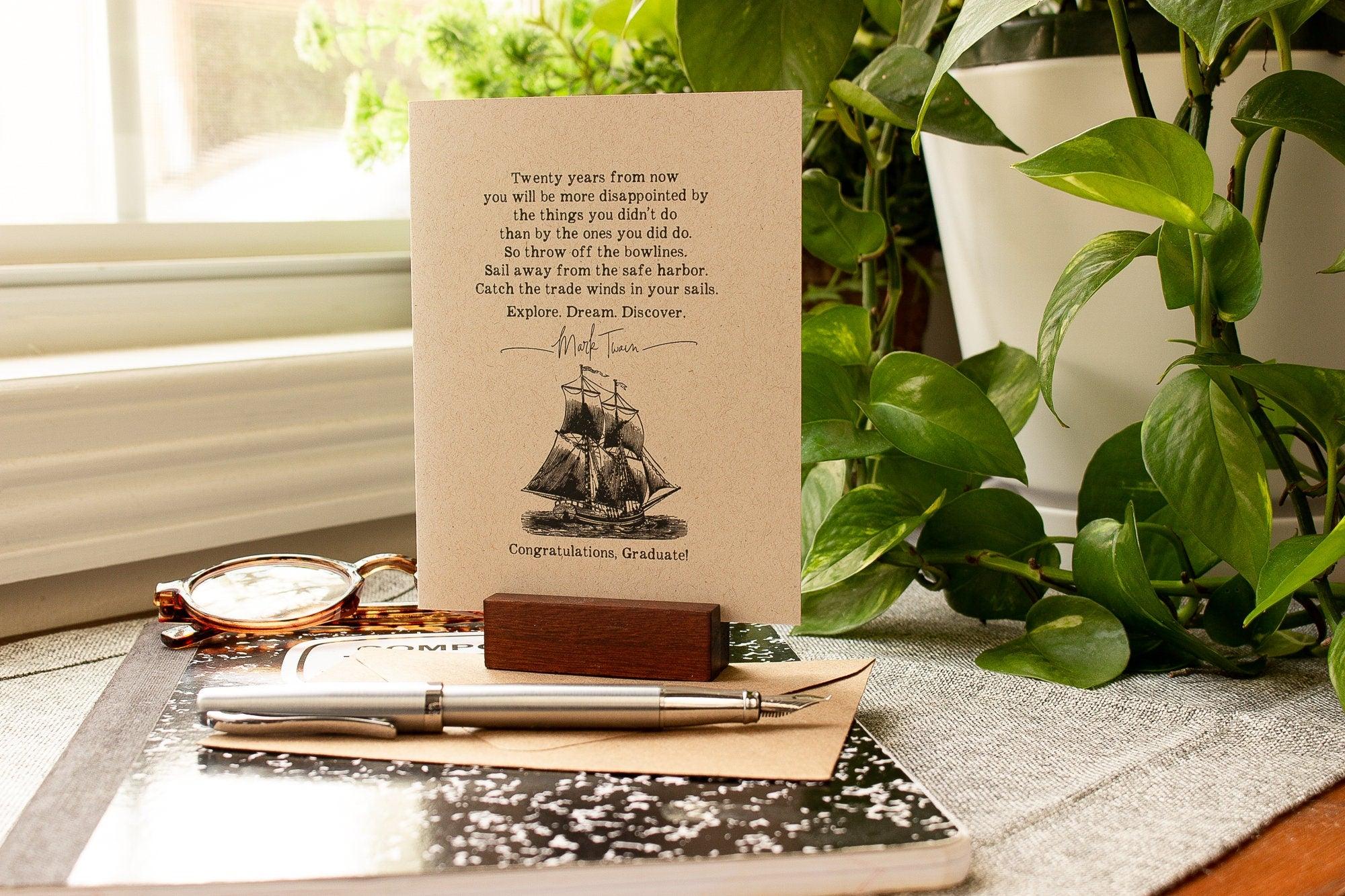 Graduation Card - Mark Twain Quote - Congratulations Greeting Card for the Graduate - Graduation Gift Card