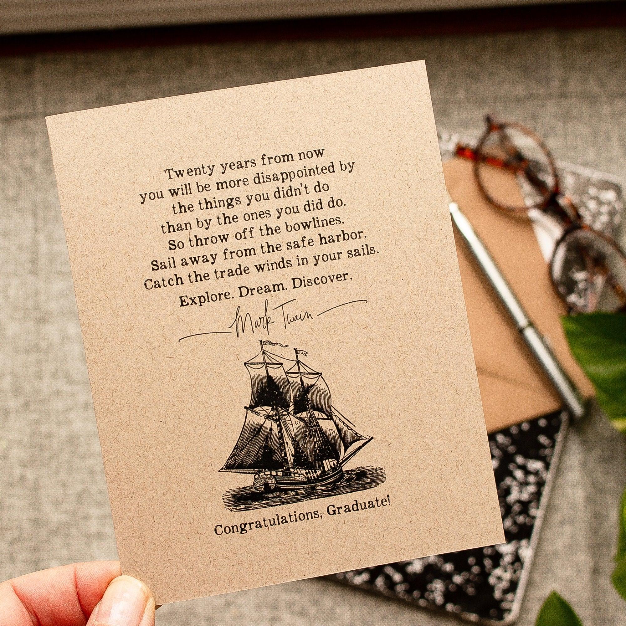 Graduation Card - Mark Twain Quote - Congratulations Greeting Card for the Graduate - Graduation Gift Card