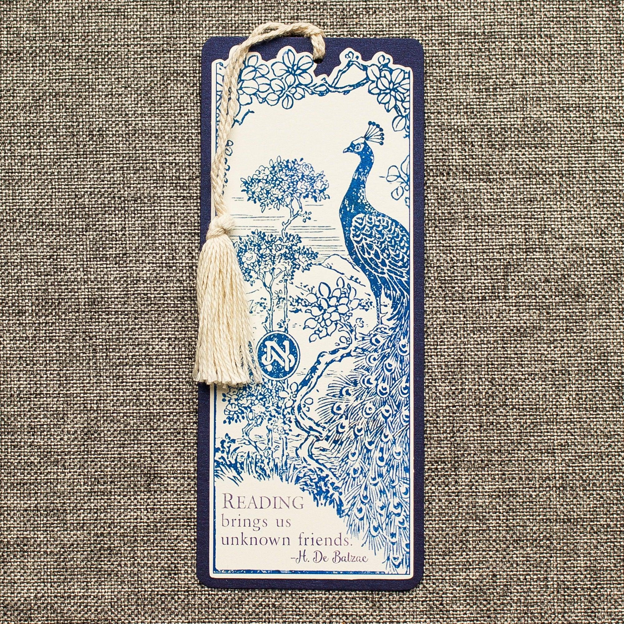 Art Deco Peacock Bookmark - Literary Quote Book Mark -  Bookish Gift for Readers -  Reading Gift for Best Friend - H De Balzac