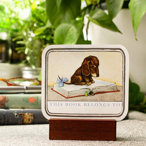 Personalized Dachshund Puppy Bookplates - Bookish Gift for Kids - Set of 10 - Ex Libris - Book Label - Book Plate Stickers