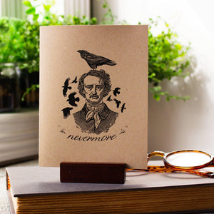 Literary Halloween Card - Edgar Allen Poe - The Raven - Nevermore - Classic Halloween Card