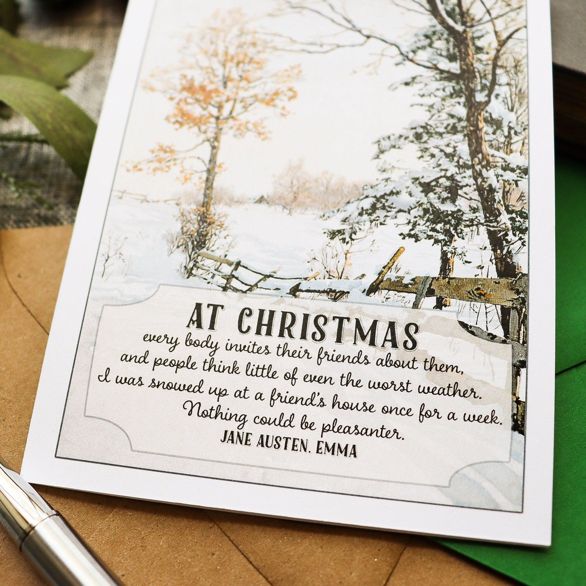 Literary Christmas Card - Jane Austen Quote Christmas Card - Winter Snow Holiday Card