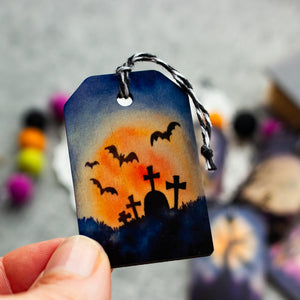 Spooky Halloween Tree Ornaments - Fright Night Ornaments for Miniature Halloween Tree - Set of Five - Fall Decor