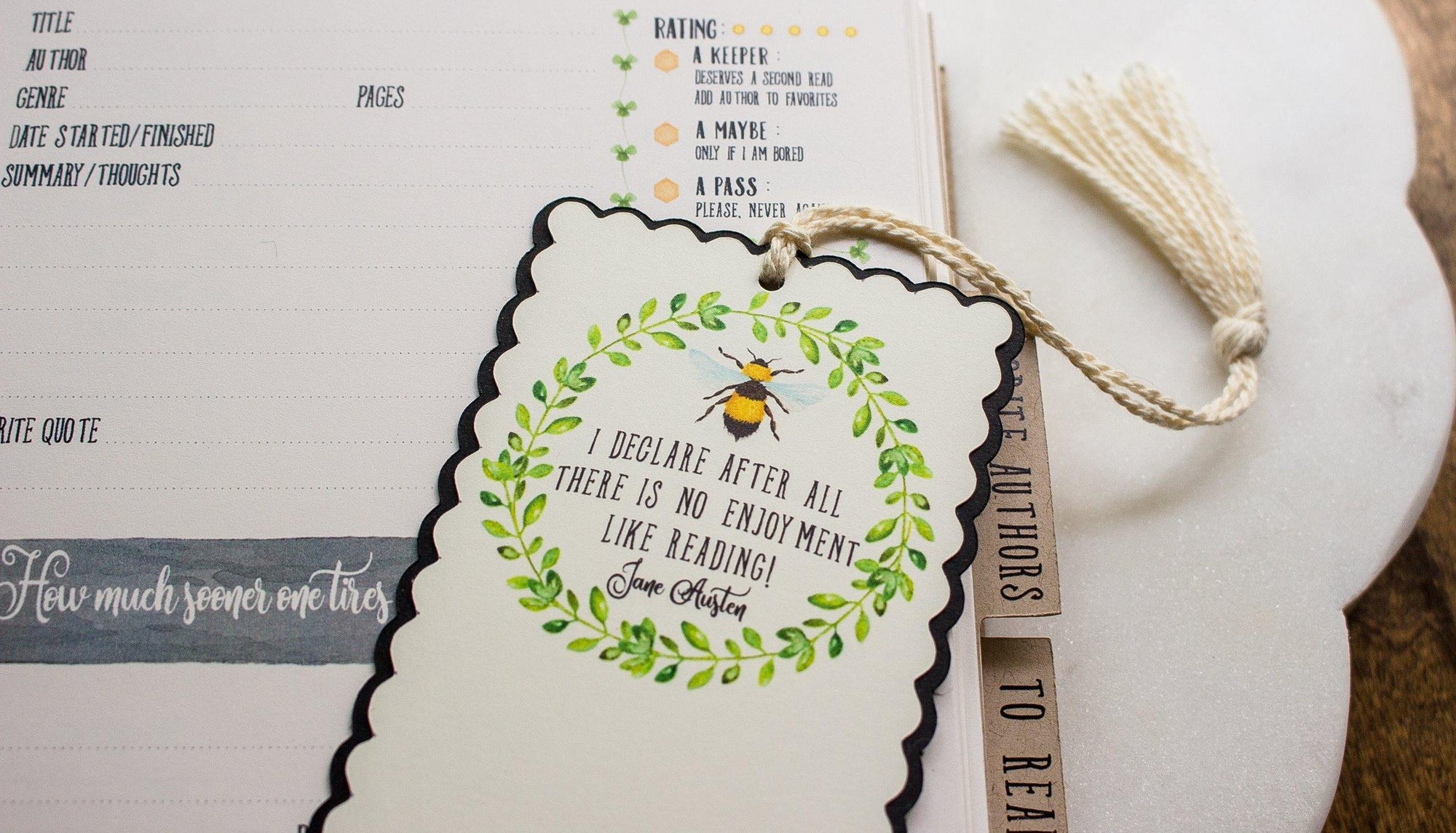 Jane Austen Bumblebee Bookmark - Sunshine and Ravioli