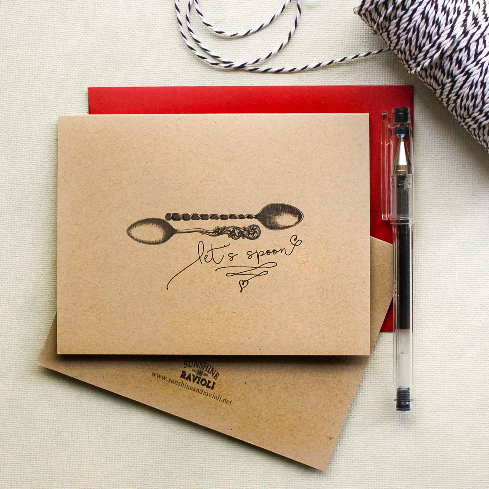 Let's Spoon Love Card - Funny Valentine - Sunshine and Ravioli