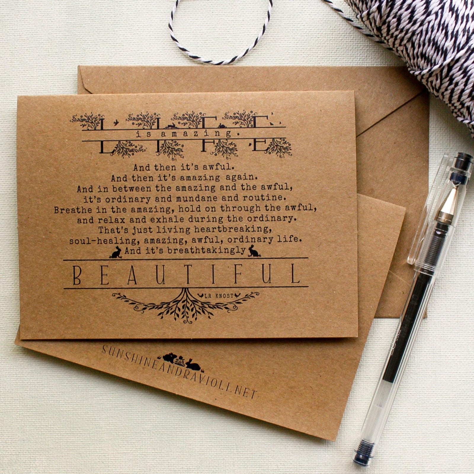 Life is Amazing Inspirational card - Sunshine and Ravioli