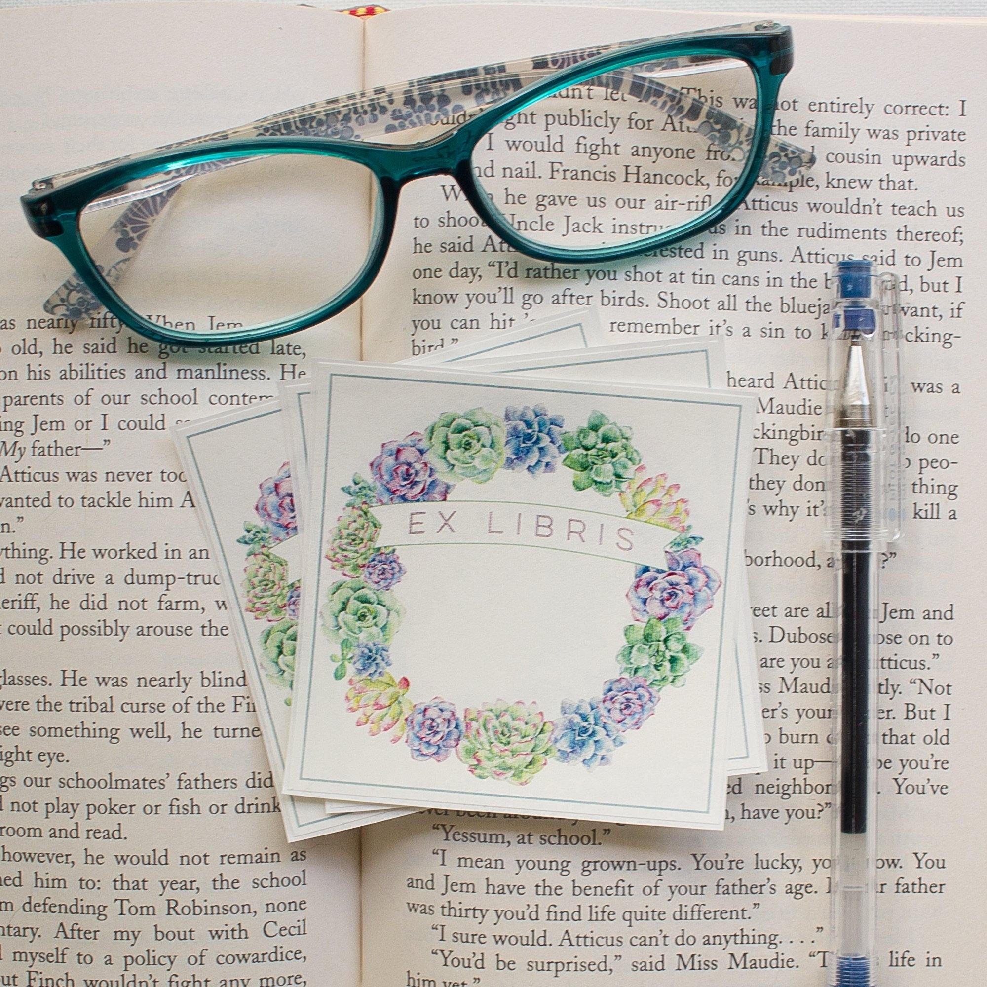 Succulent Wreath Book plates - set of 10 - Sunshine and Ravioli